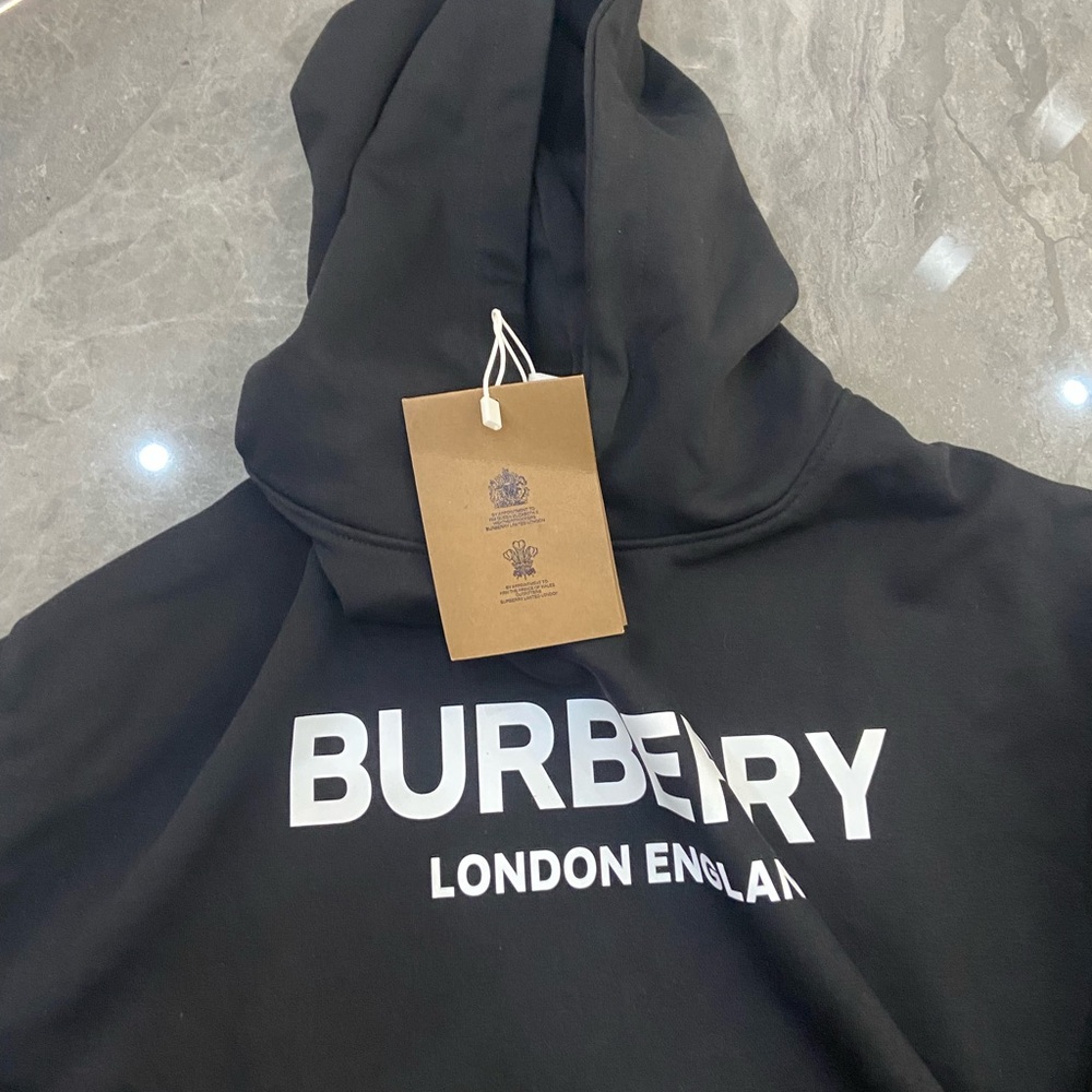 Burberry Black Hoodie with White Logo